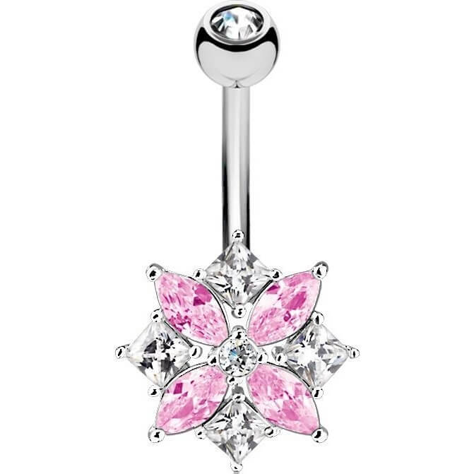 Piercing ombligo Circonita Flor Plata