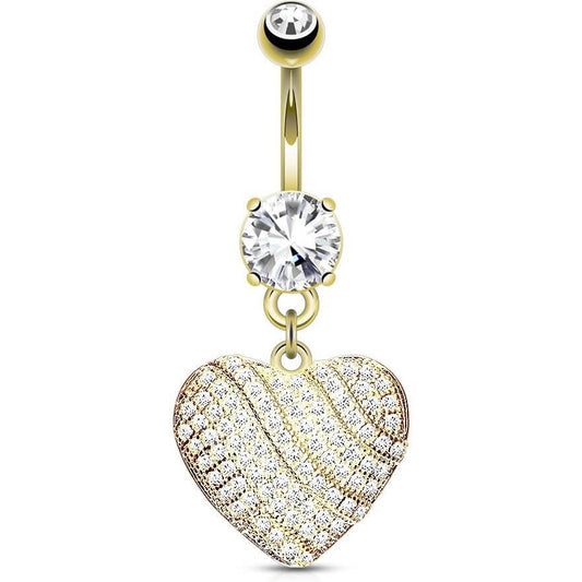 Kolczyk do pępka serca zawieszka cyrkonia