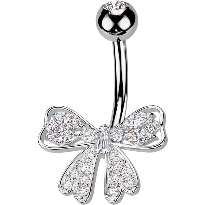 Belly Button Piercing ribbon zirconia
