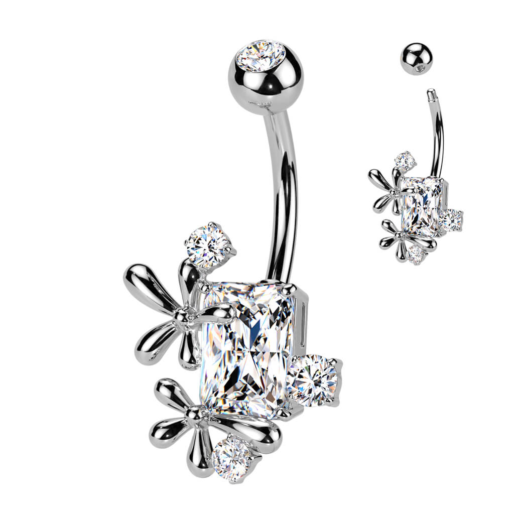 Belly Button Piercing flowers zirconia