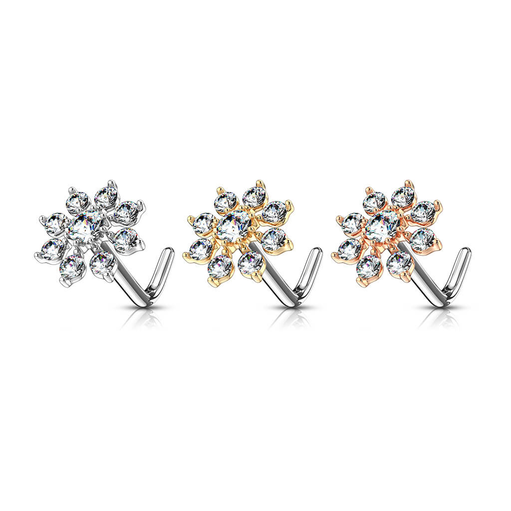 Nose L-Shape Flower Zirconia