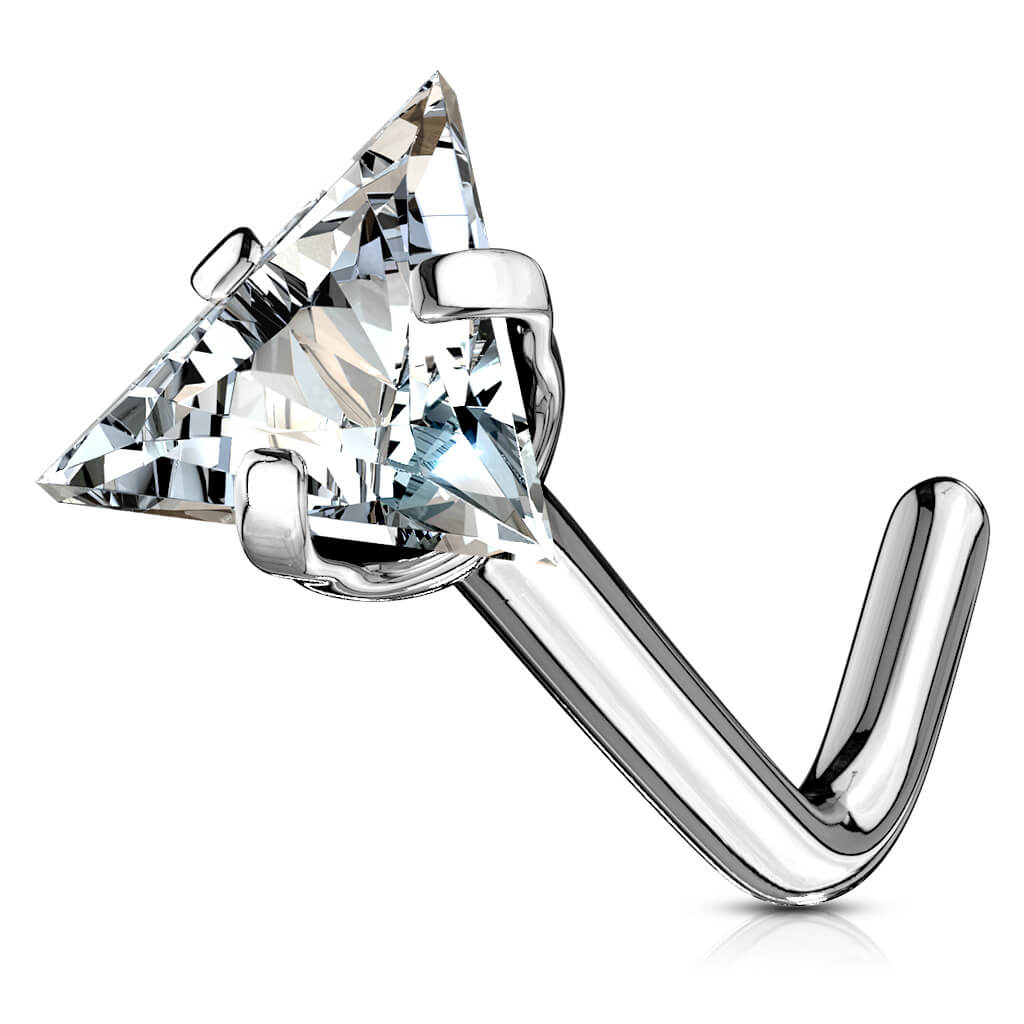 Nasenstecker L-Form Dreieck Zirkonia Silber