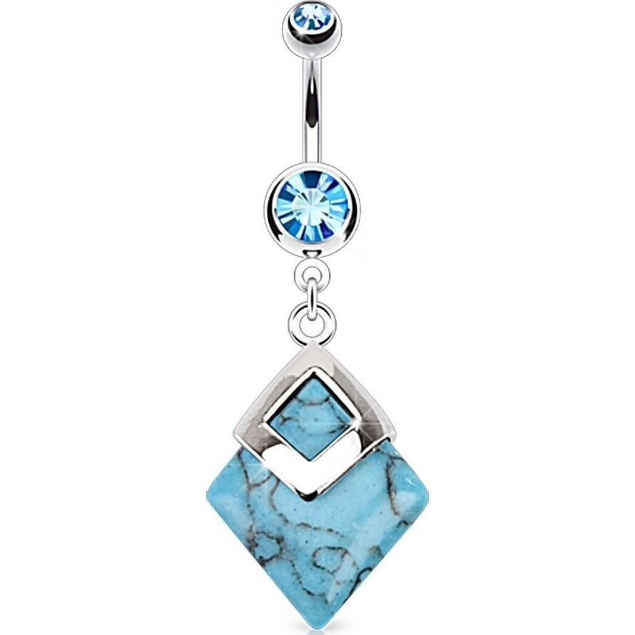 Piercing ombligo Piedra semipreciosa turquesa colgante en forma de diamante