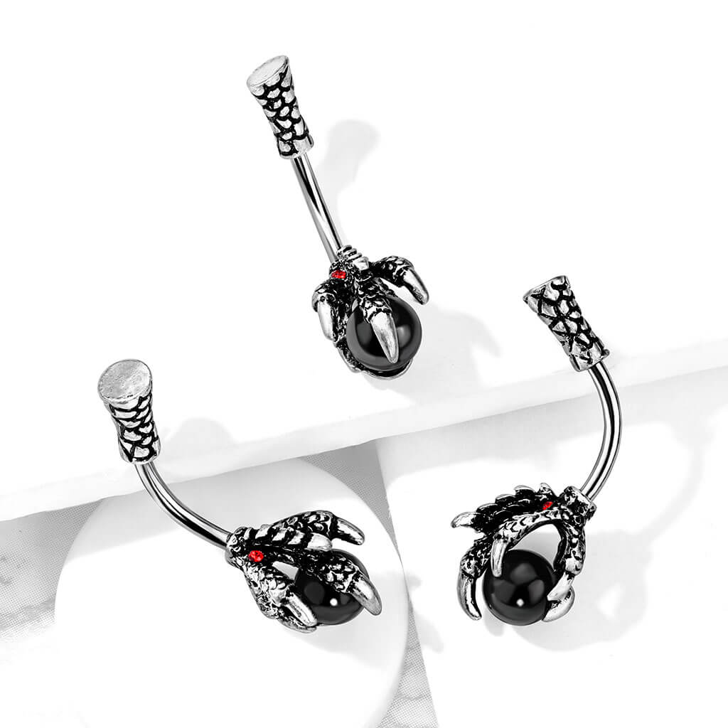 Belly Button Piercing Dragon Claw Silver