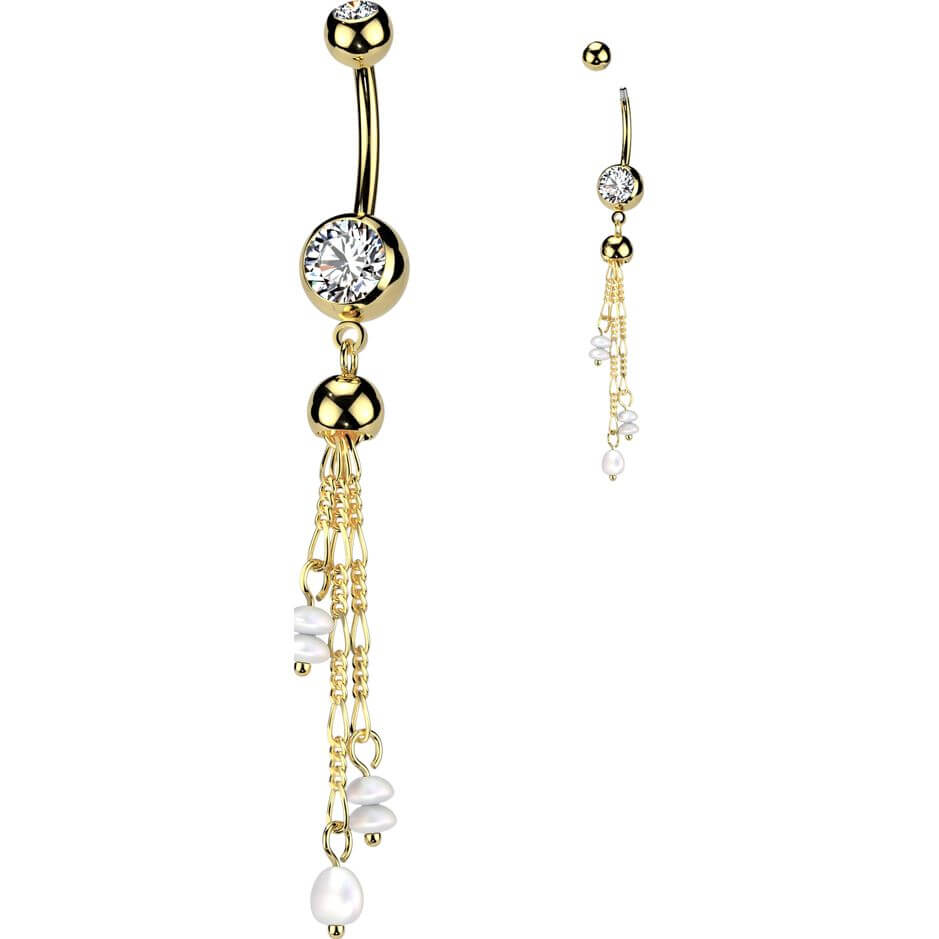 Belly Button Piercing dangle zirconia pearl