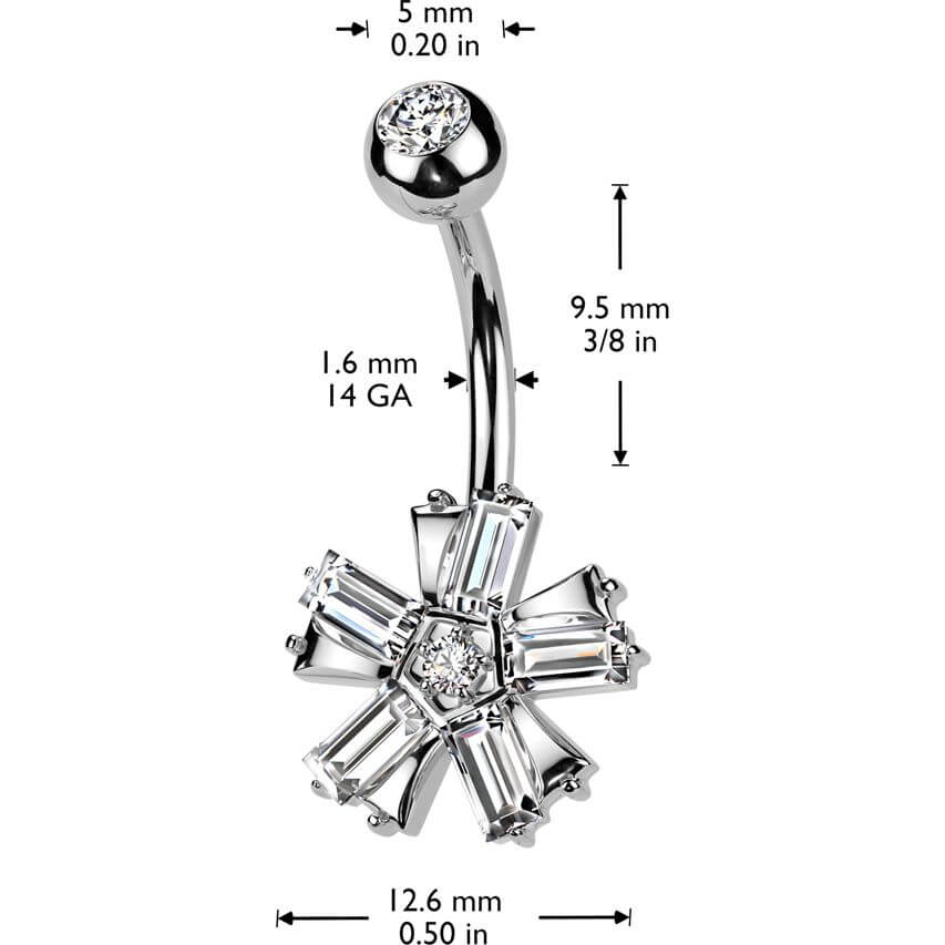 Belly Button Piercing flower zirconia