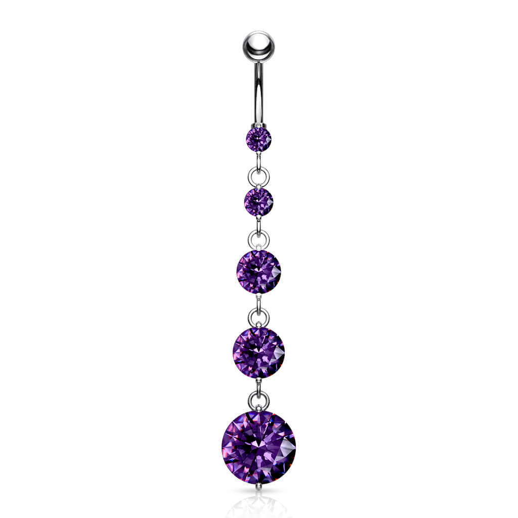 Belly Button Piercing 5 Zirconia dangle Silver
