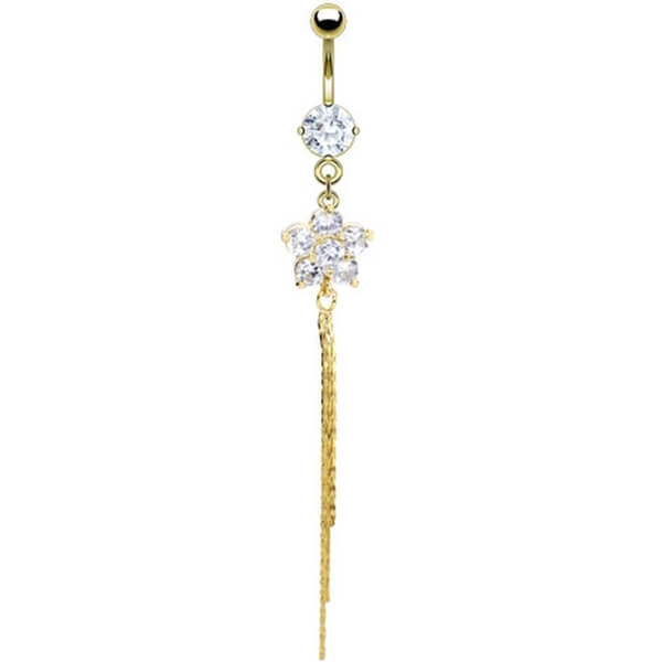 Belly Button Piercing Flower dangle Zirconia