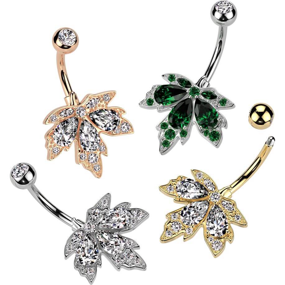 Piercing Nombril Feuille Zircone