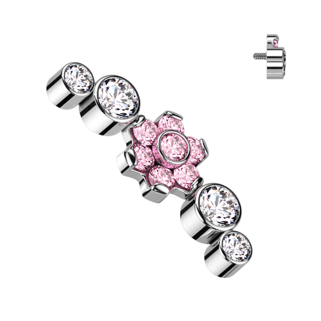 Tytan nakrętka kwiatek z cyrkoniami gwint wewnętrzny