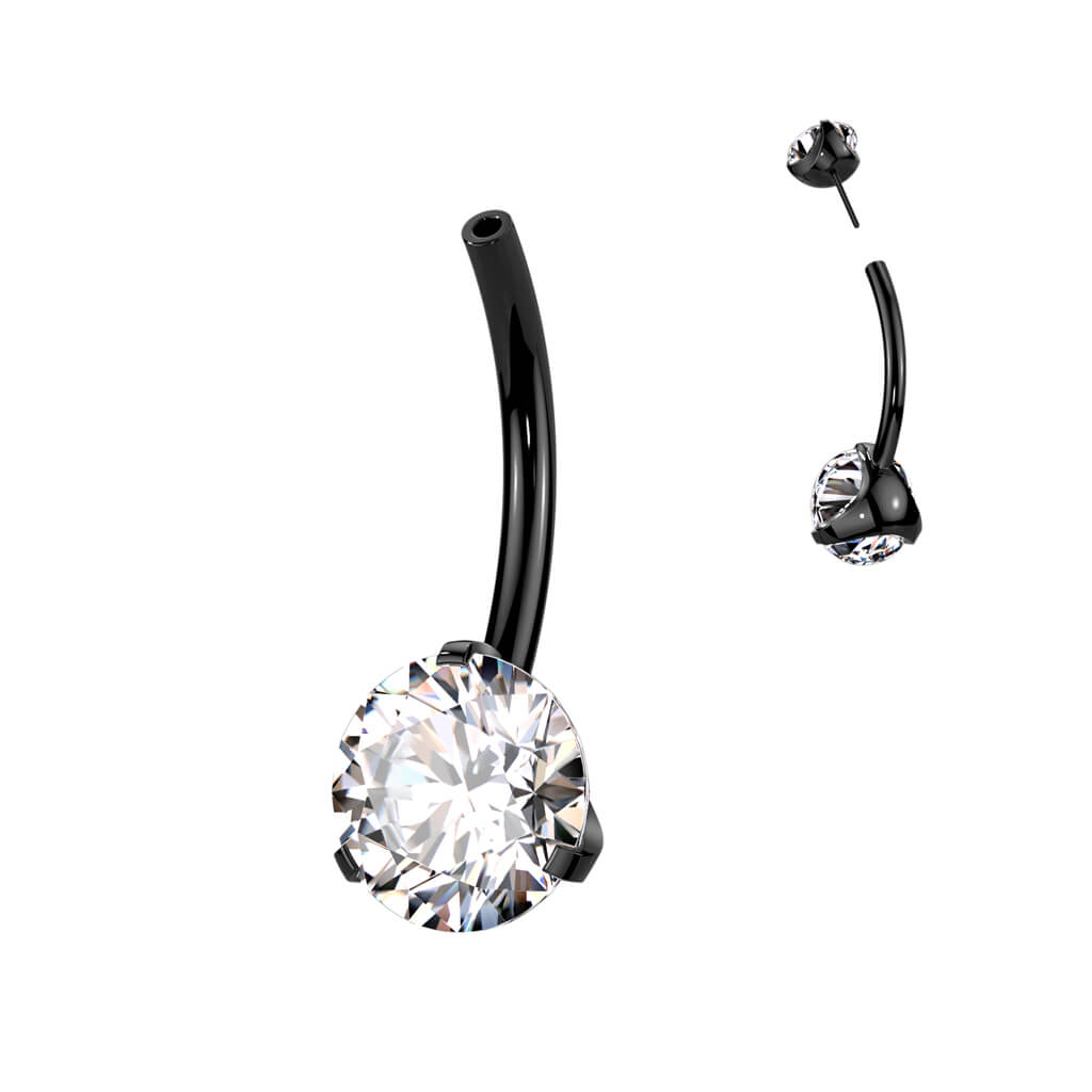 Titanio Piercing Ombelico Superiore a sfera con zircone Push-In