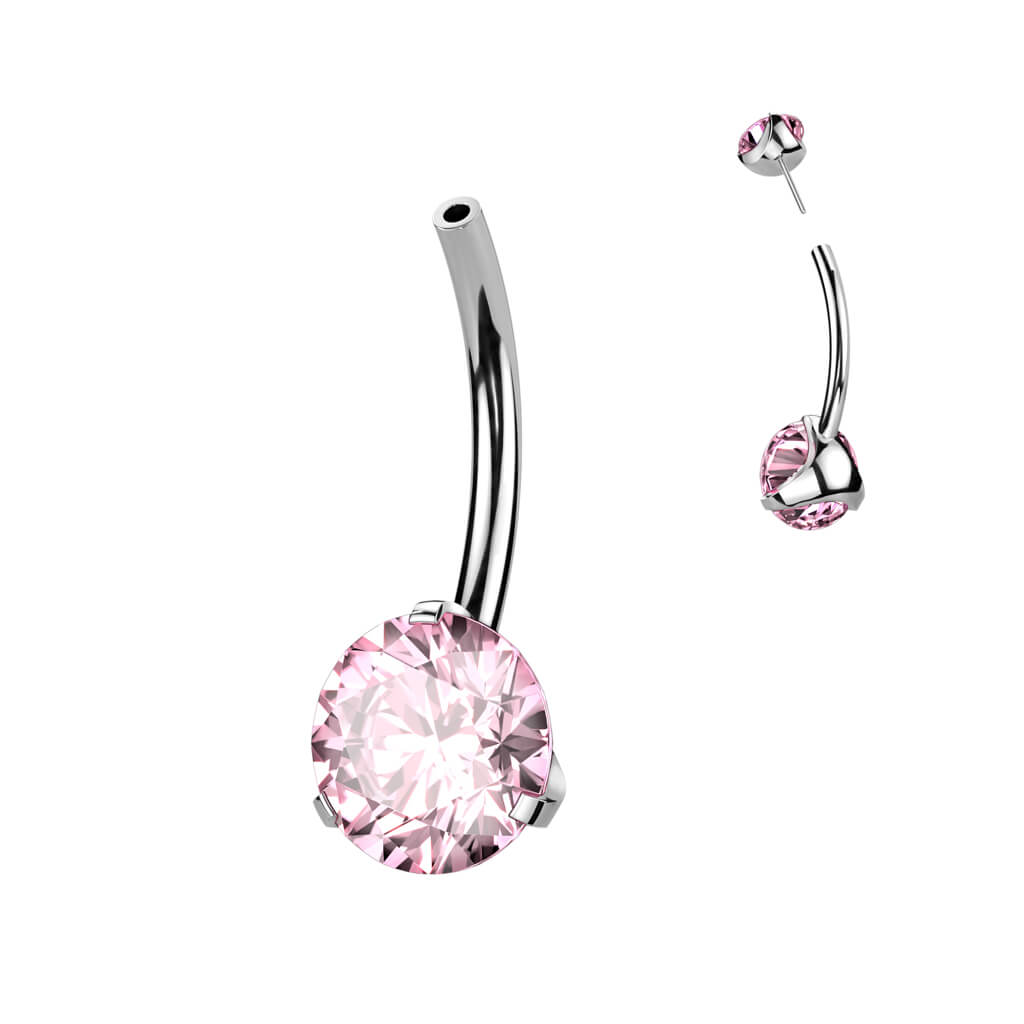 Titanio Piercing Ombelico Superiore a sfera con zircone Push-In