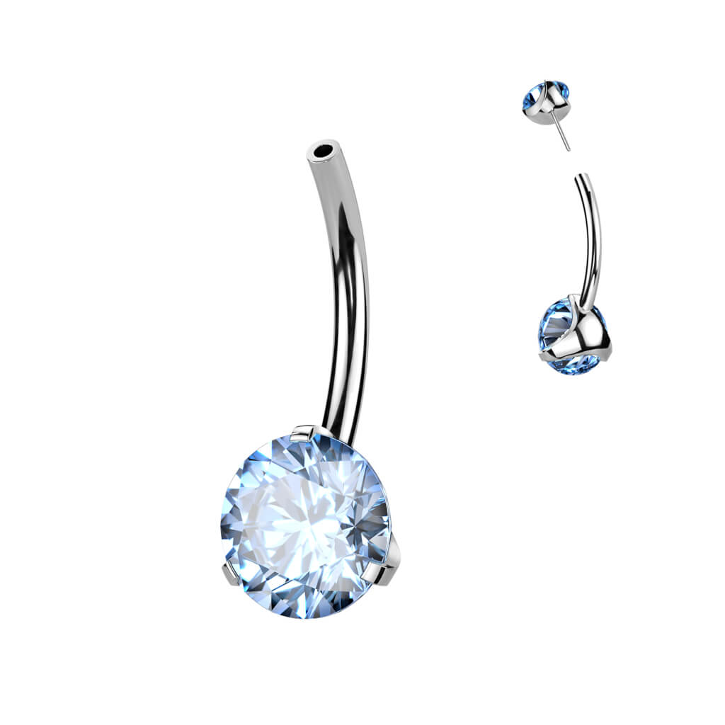 Titanio Piercing Ombelico Superiore a sfera con zircone Push-In