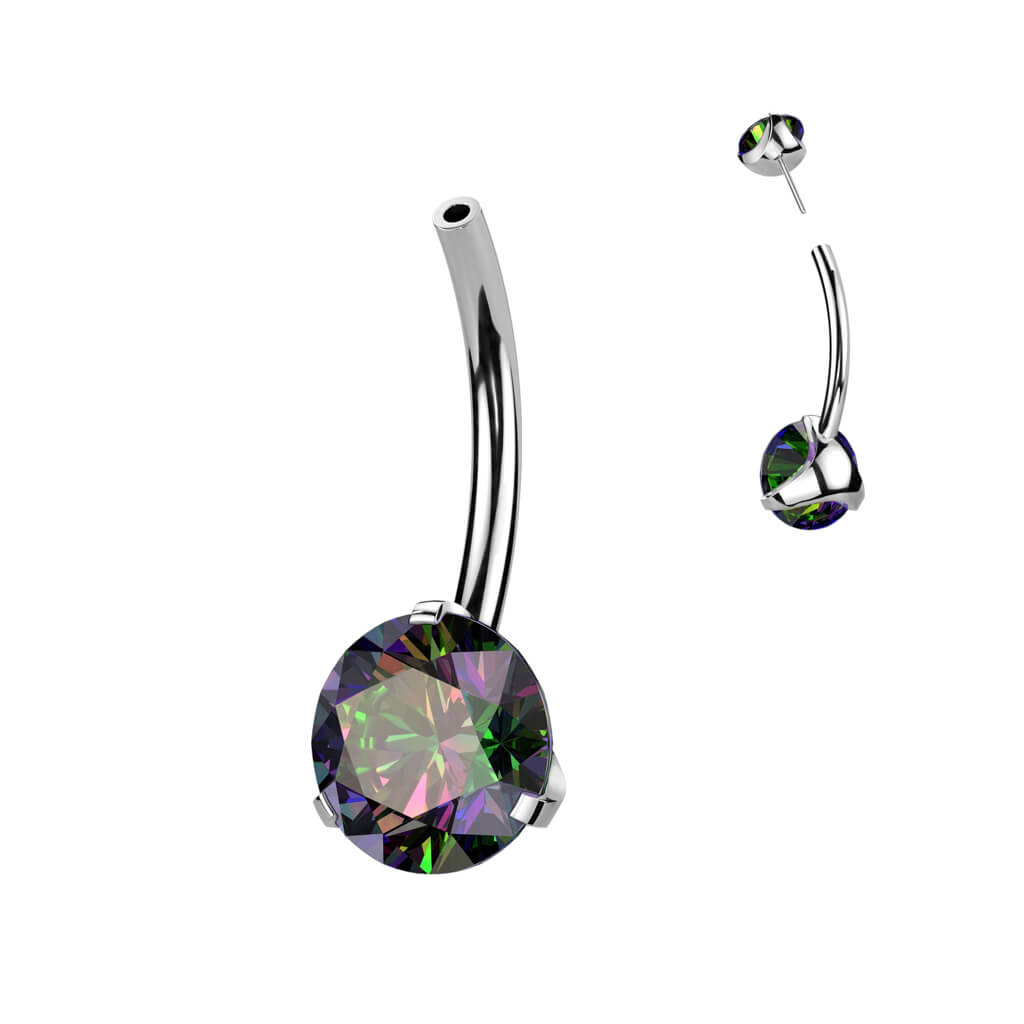 Titanio Piercing Ombelico Superiore a sfera con zircone Push-In