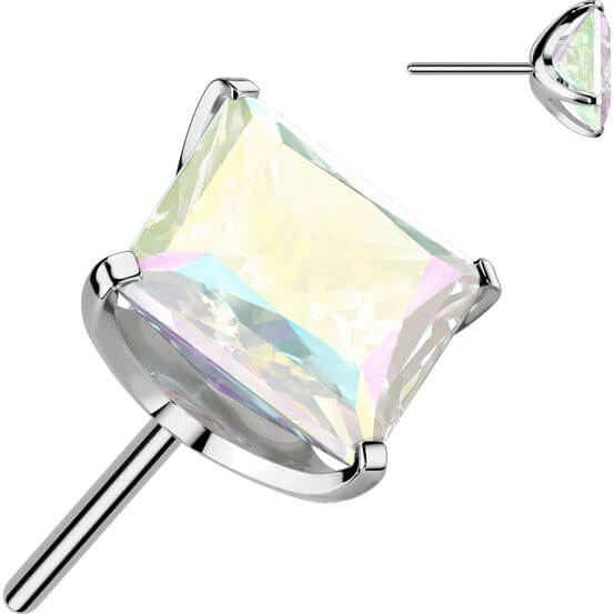 Titanium top square zirconia prong setting Push-In