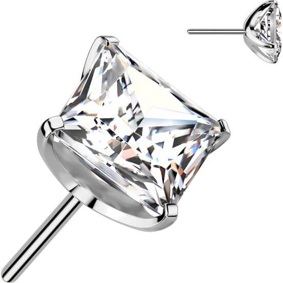 Titanium top square zirconia prong setting Push-In