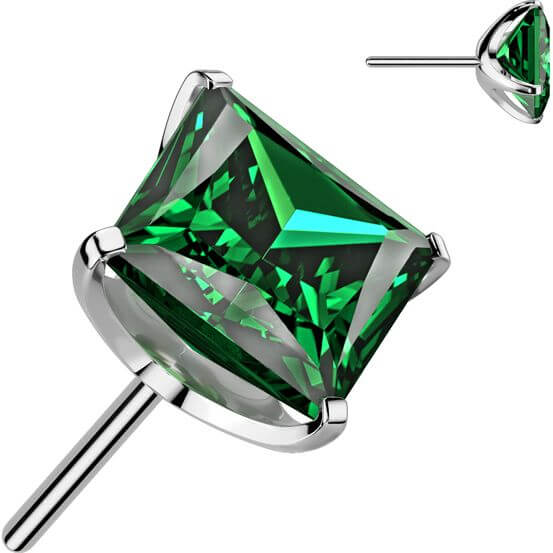 Titanium top square zirconia prong setting Push-In