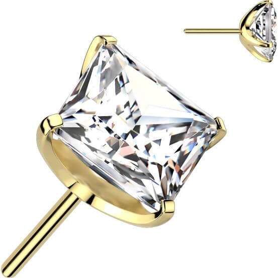 Titanium top square zirconia prong setting Push-In