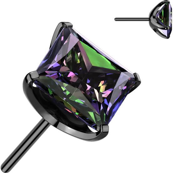 Titanium top square zirconia prong setting Push-In