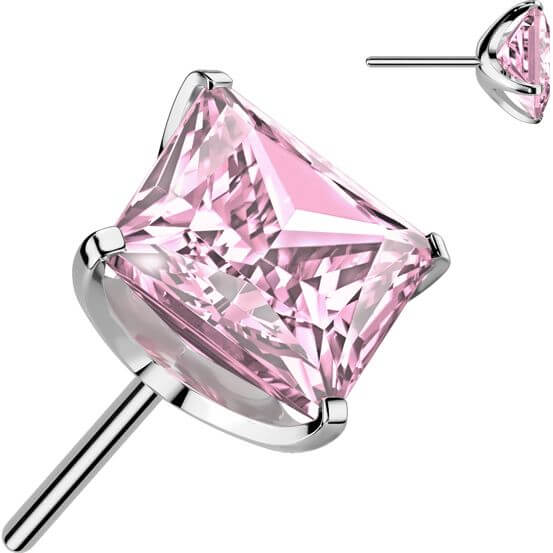 Titanium top square zirconia prong setting Push-In
