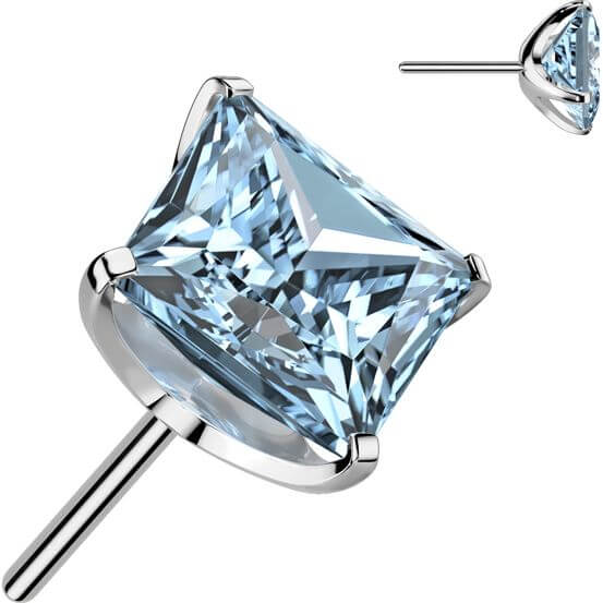 Titanium top square zirconia prong setting Push-In