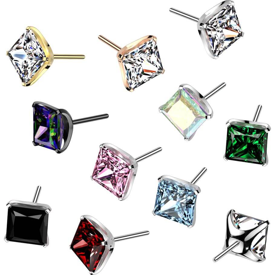 Titanium top square zirconia prong setting Push-In