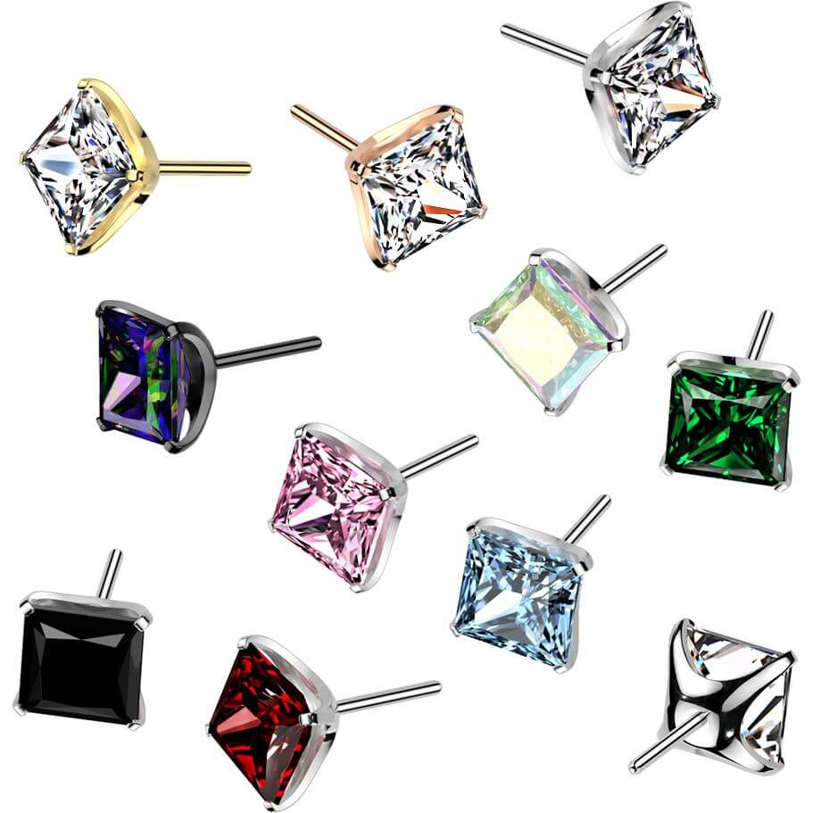 Titanium top square zirconia prong setting Push-In