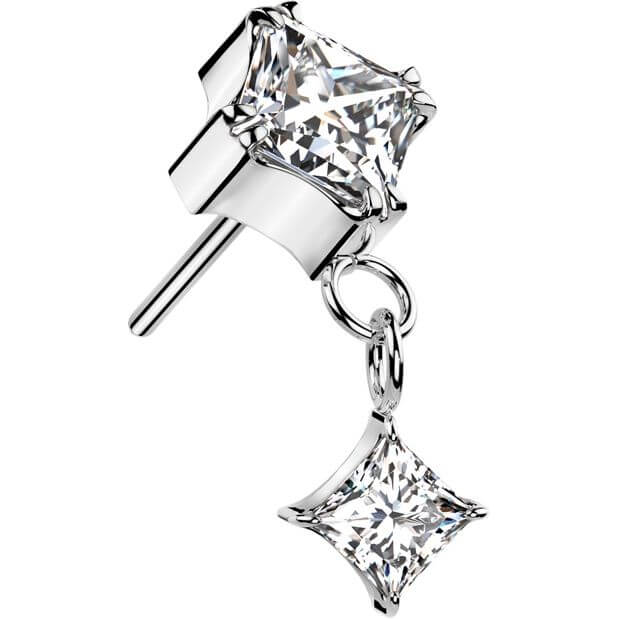 Titane Embout boucle d'oreille zircon sertie Enfoncer