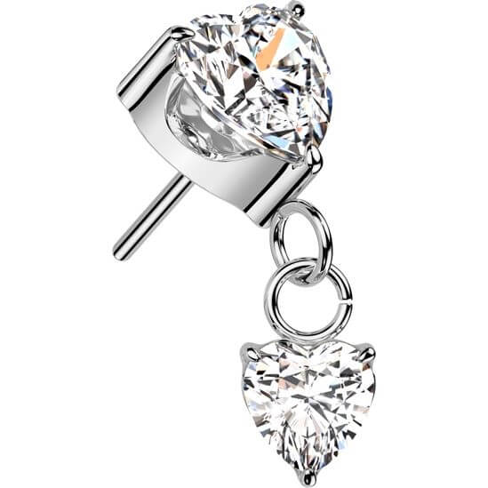 Titan Aufsatz Herz Zirkonia Krappenfassung Push-In