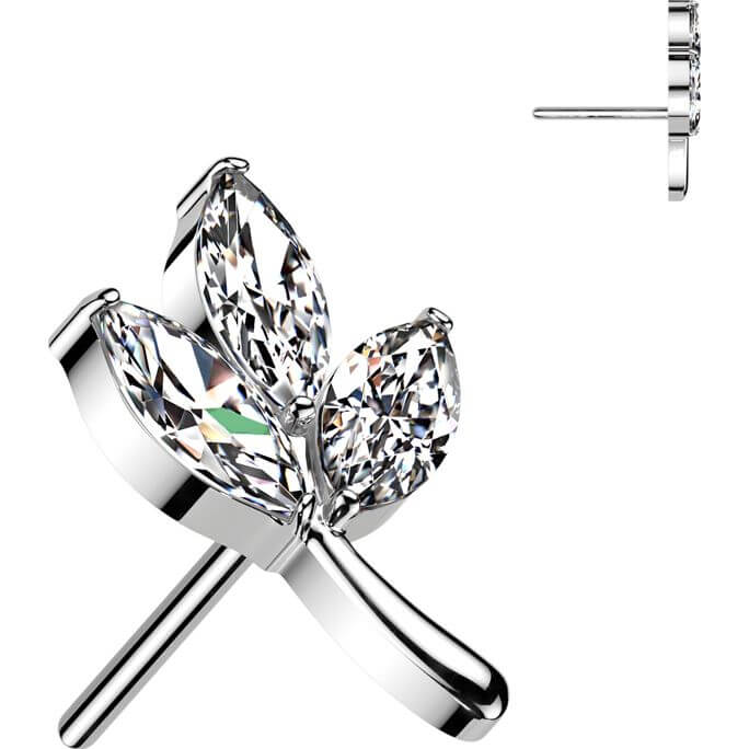 Titanium top leaf marquise cut zirconia Push-In