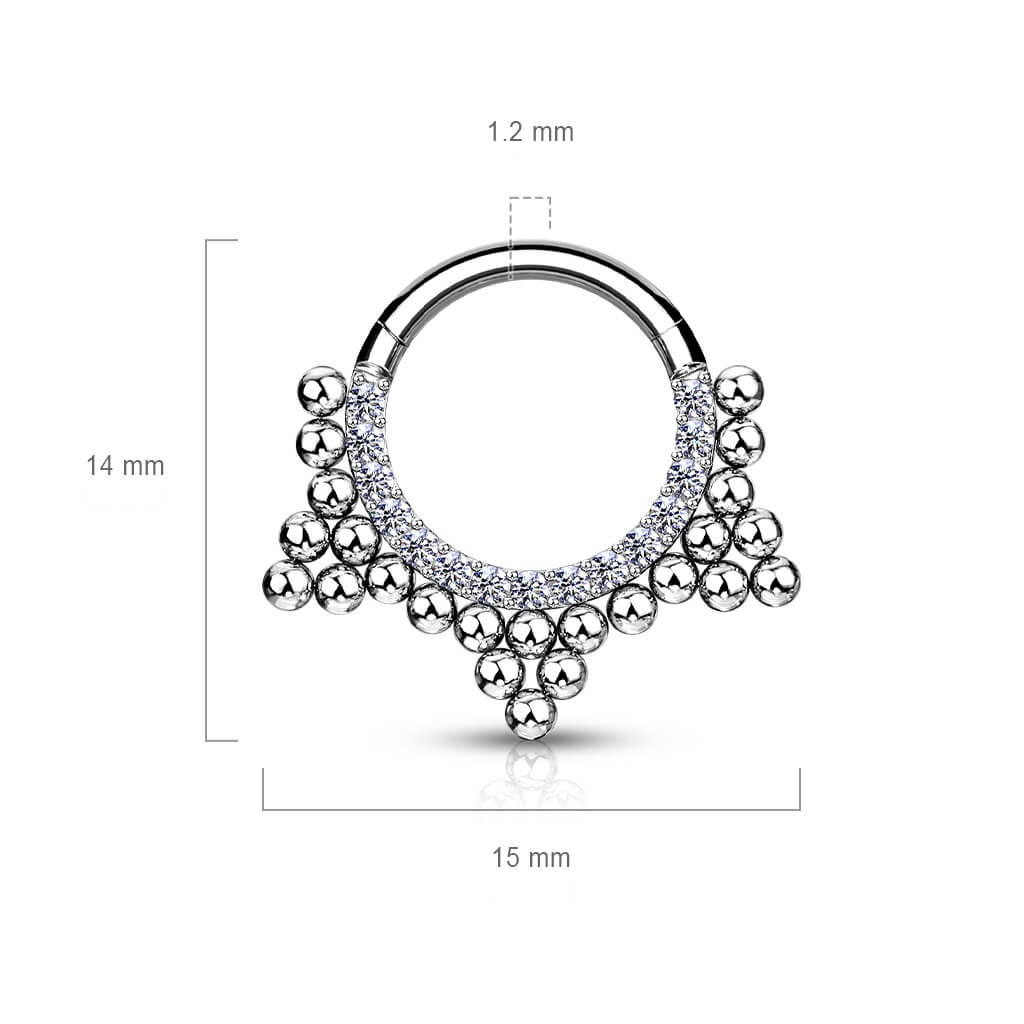 Anello Piercing Zirconi e sfere Clicker
