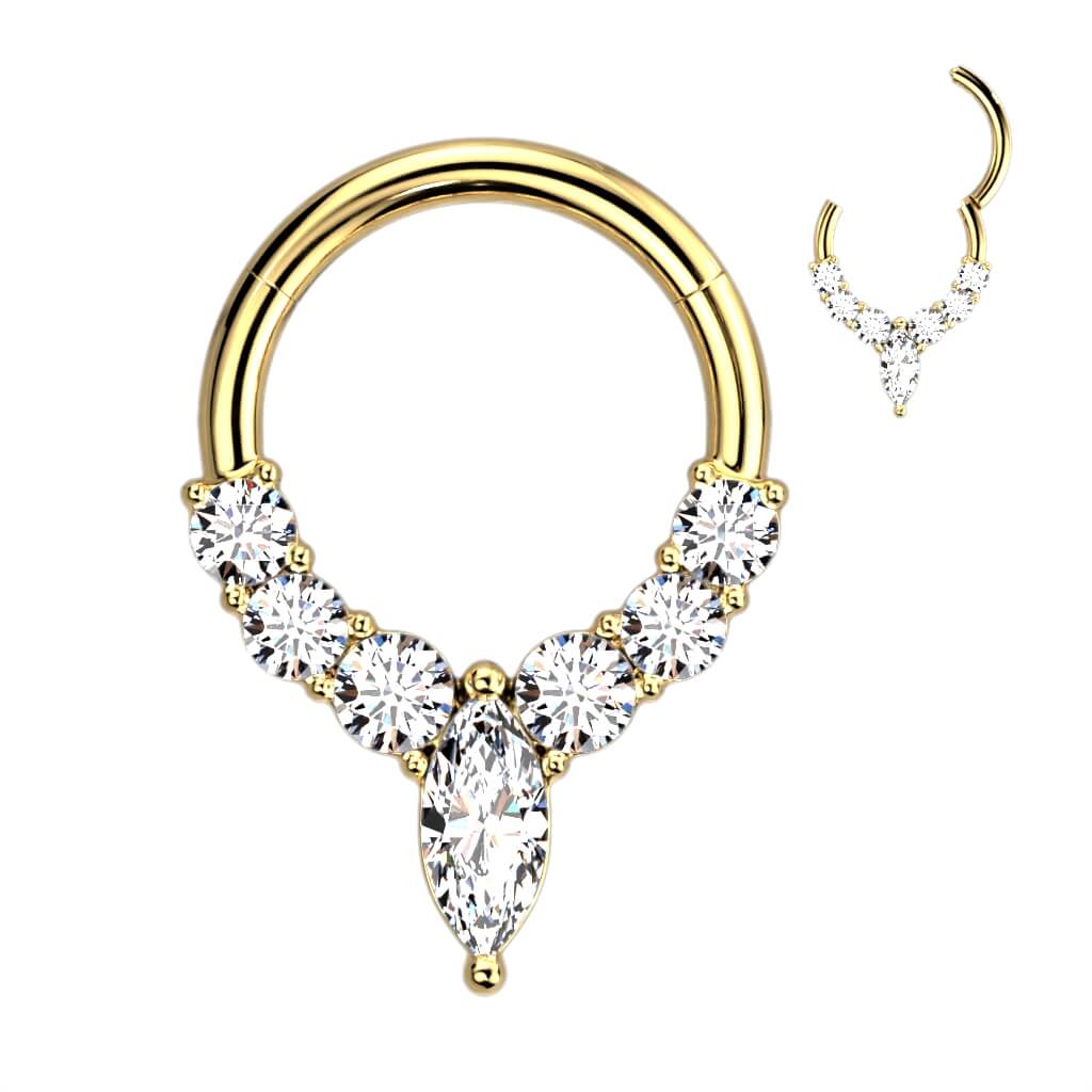 Anello Piercing 7 zirconi Clicker