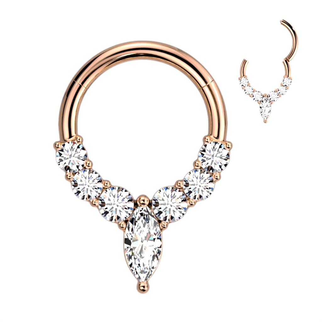 Anello Piercing 7 zirconi Clicker