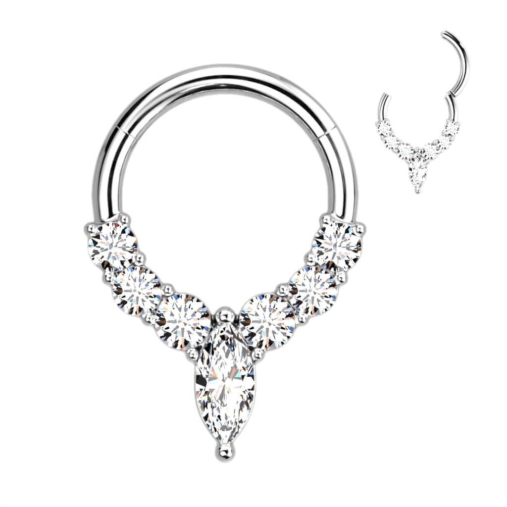 Anello Piercing 7 zirconi Clicker