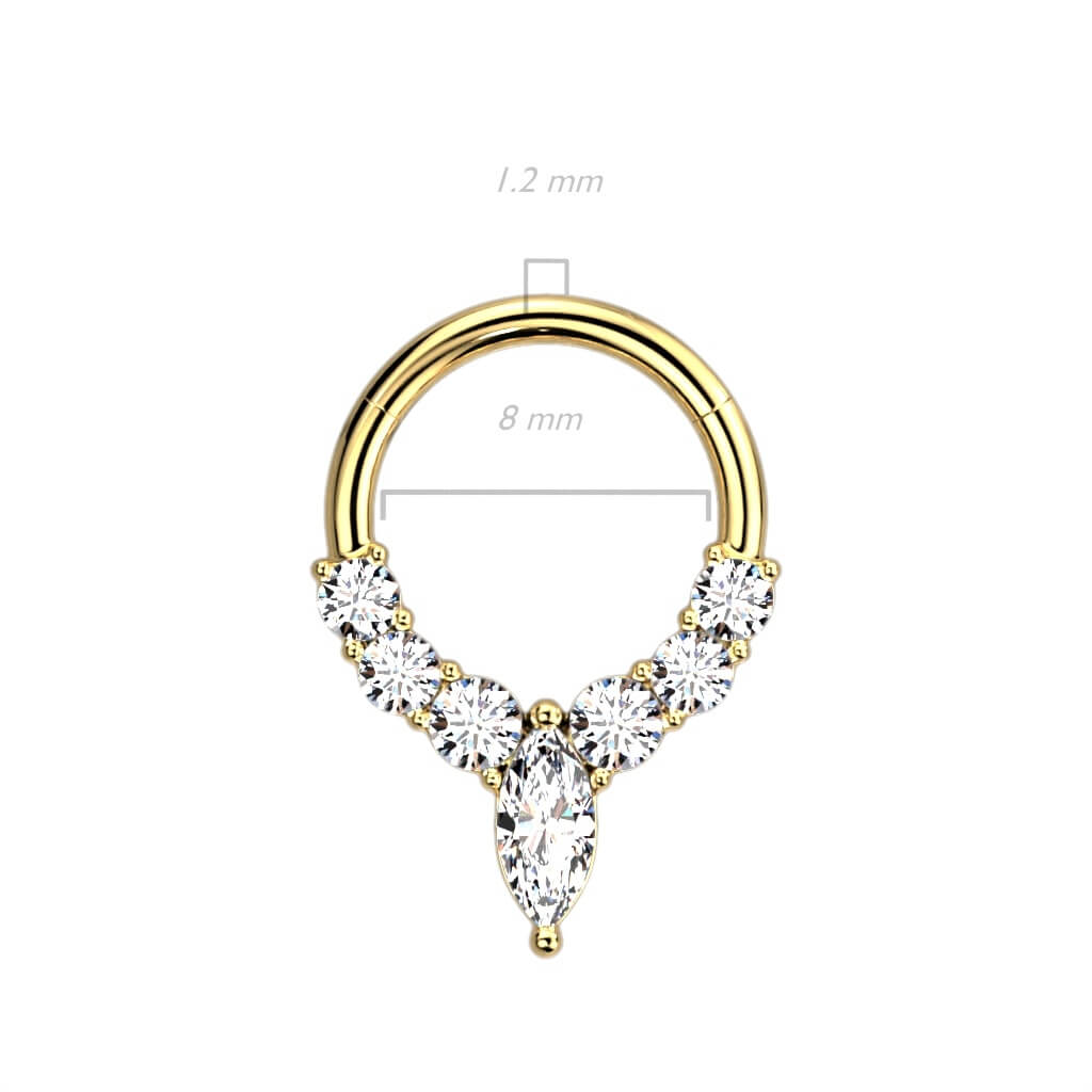 Anello Piercing 7 zirconi Clicker