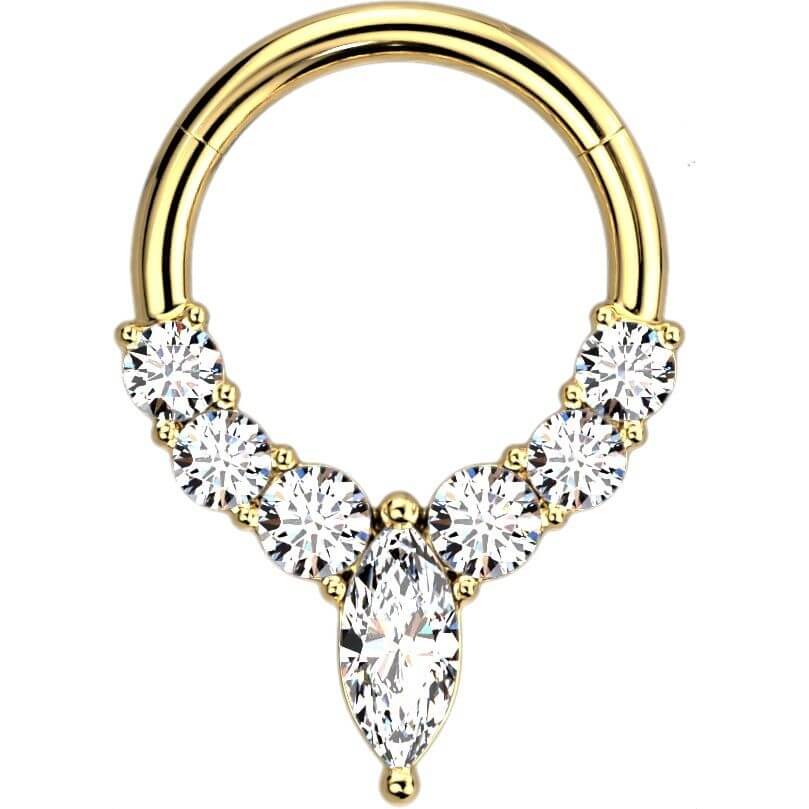 Anello Piercing 7 zirconi Clicker