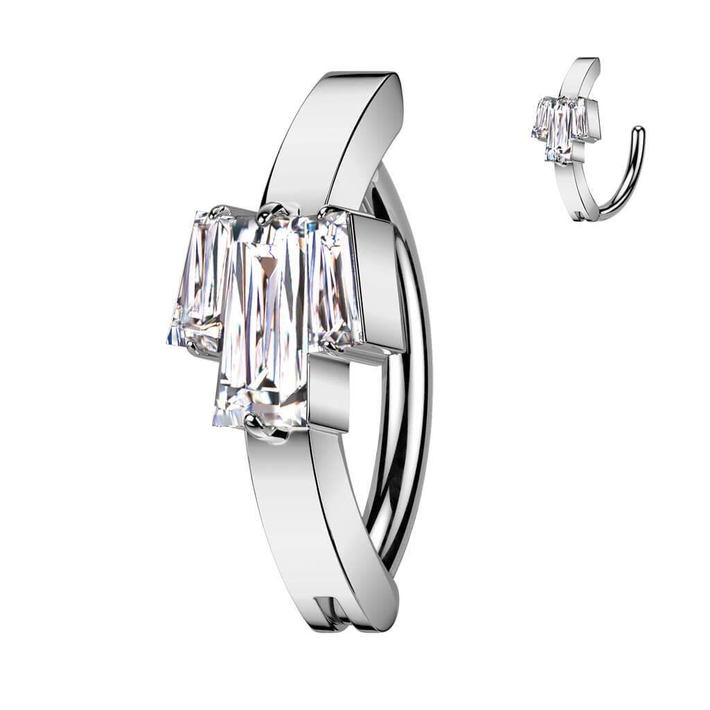 Belly Button Piercing zirconia baguette cut