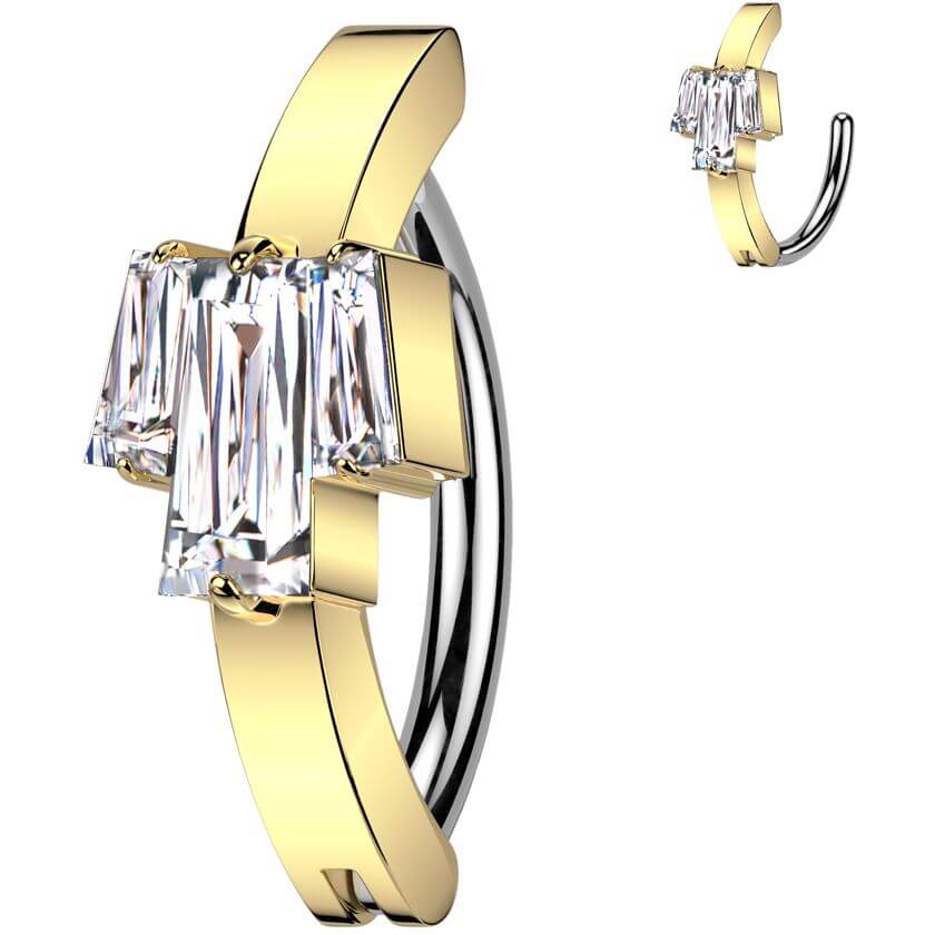 Belly Button Piercing zirconia baguette cut
