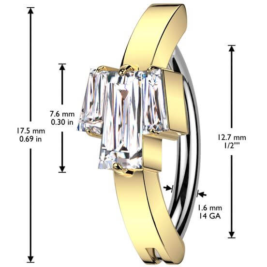 Belly Button Piercing zirconia baguette cut