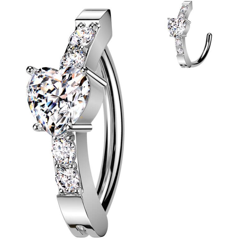 Belly Button Piercing heart zirconia