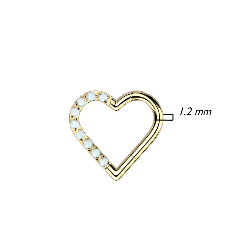 Titanio Anello Piercing Cuore di opali Clicker
