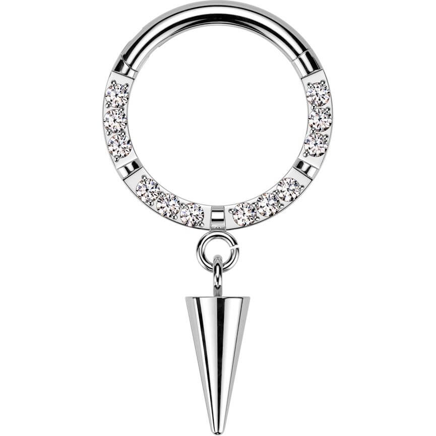 Titan Ring Zirkonia Stachel Anhänger Segment