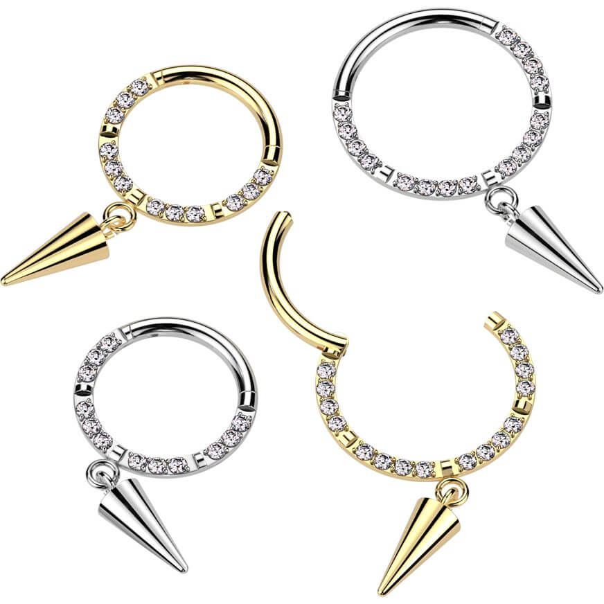Titan Ring Zirkonia Stachel Anhänger Segment