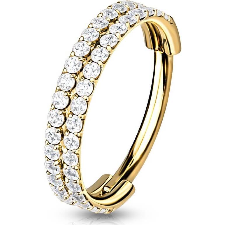 Titanio Anillo Circonita Clicker