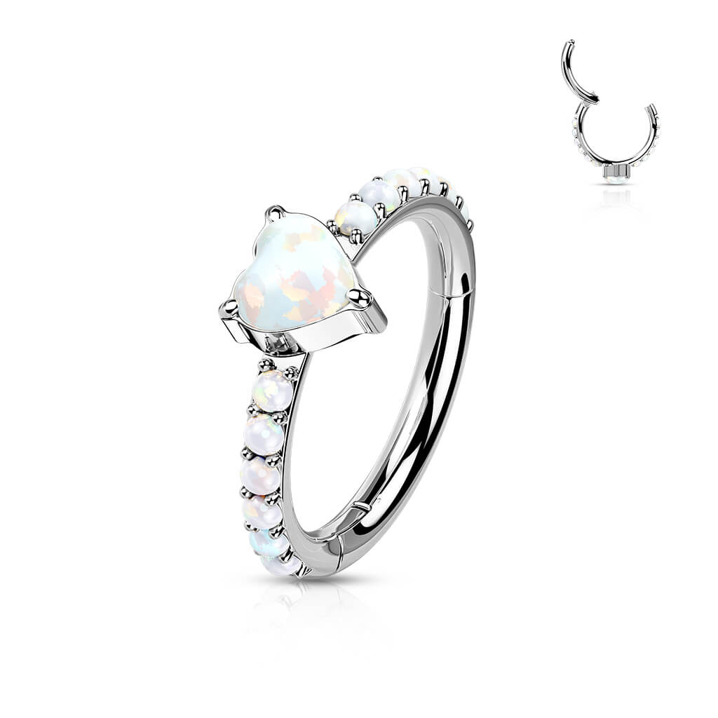 Titanio Anillo Circonita Corazón Clicker