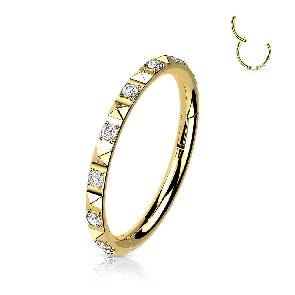 Titan Ring Pyramiden Schliff Zirkonia Clicker