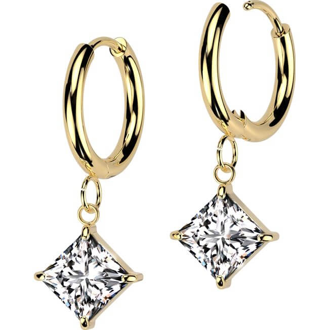 square zirconia dangle