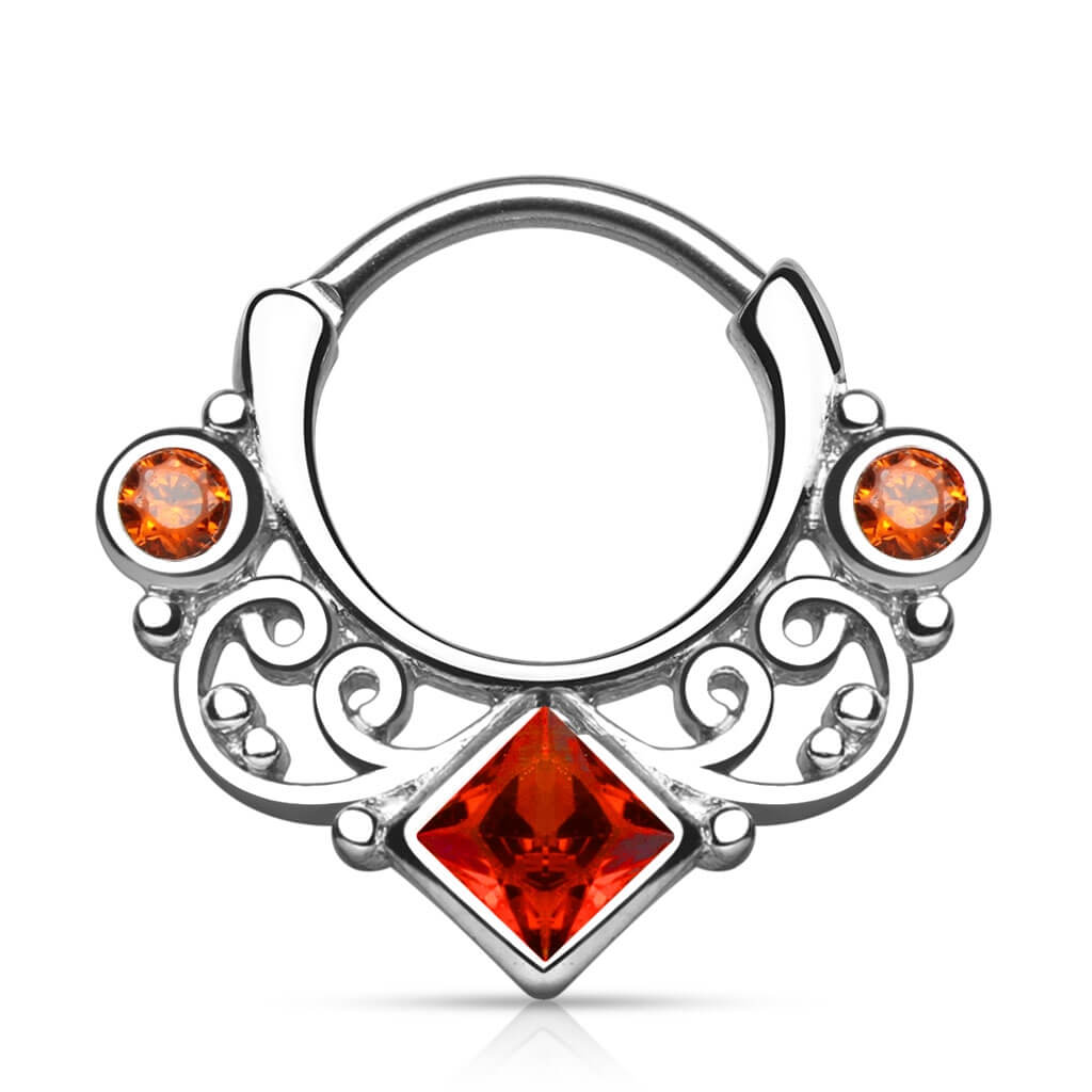 Septum Piercing Clicker Square Zirconia Silver Clicker