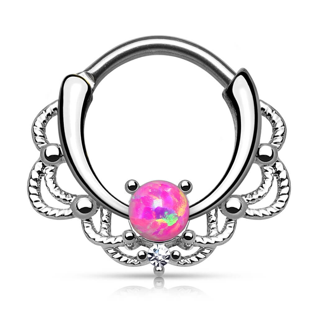 Piercing Septum Clicker argento con opale Clicker