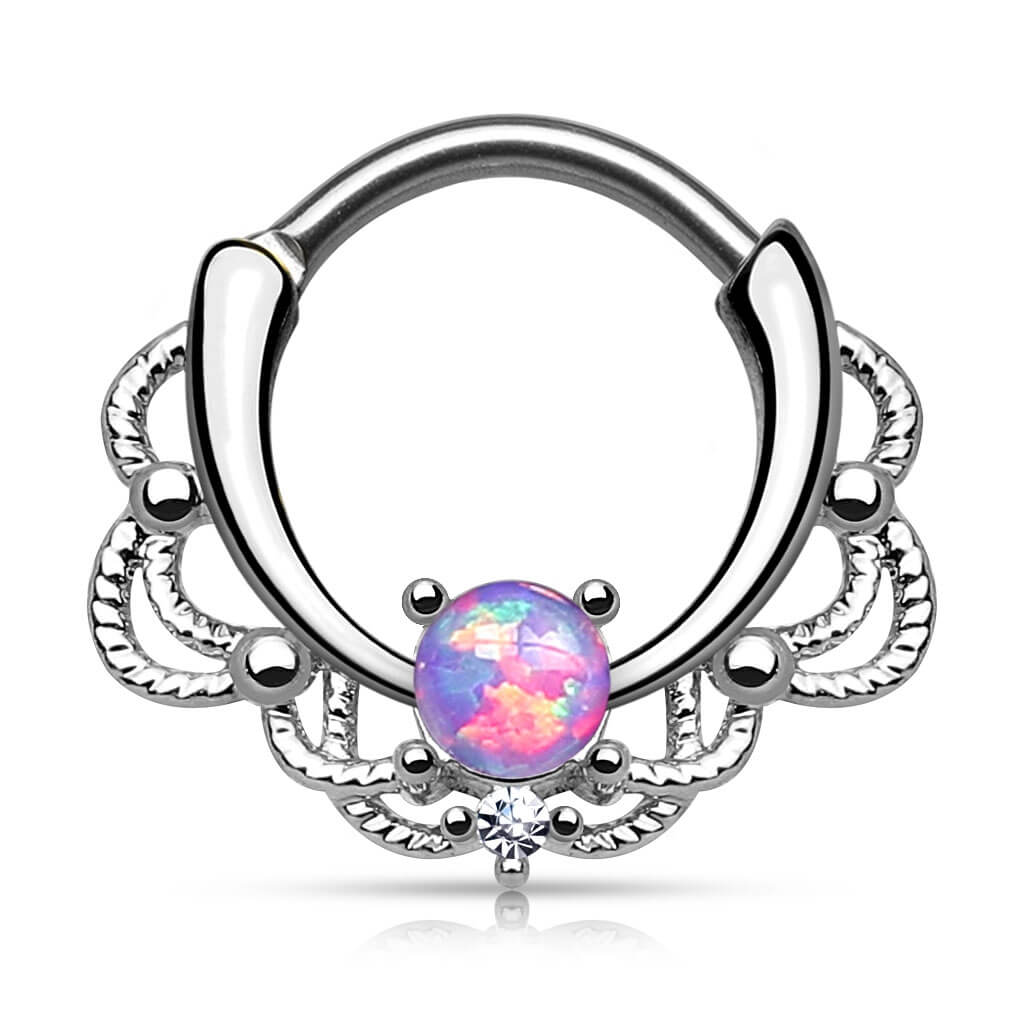 Piercing Septum Clicker argento con opale Clicker